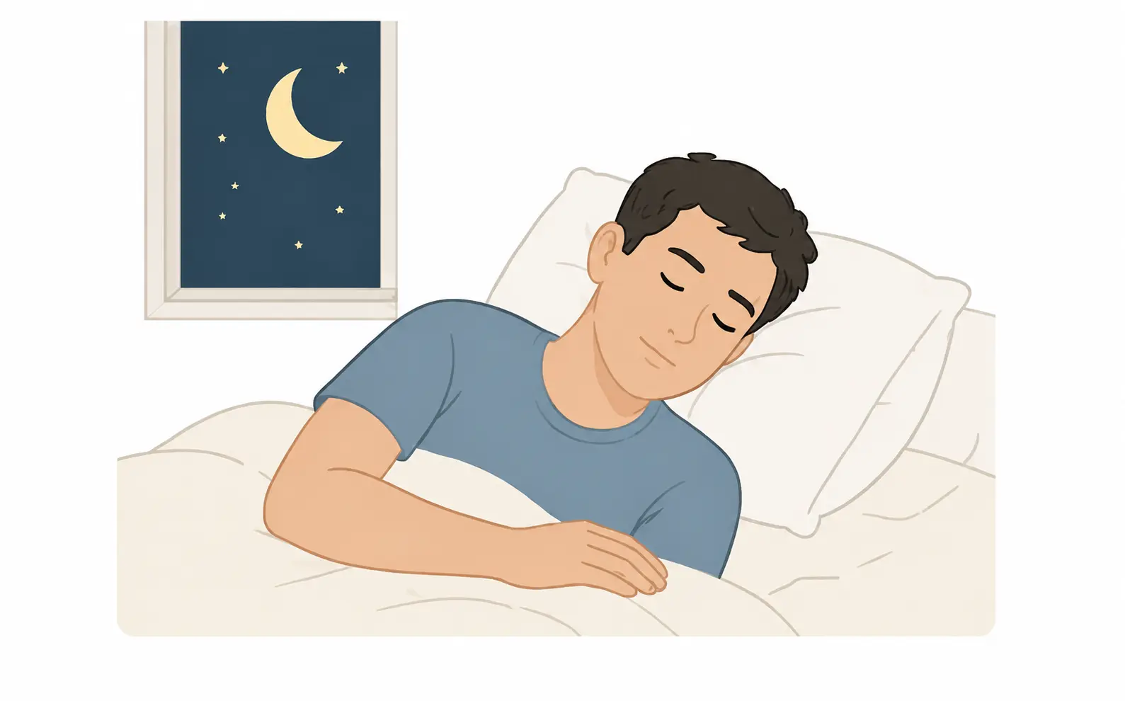 Illustration of a person sleeping at night