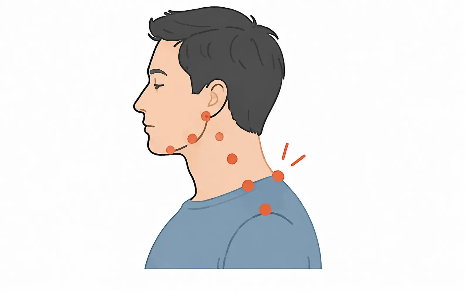 Illustration of jaw, neck, and shoulder tension