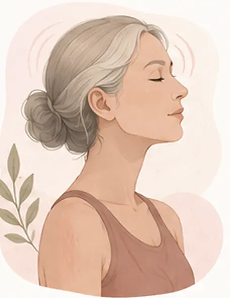 Illustration of a woman experiencing a perimenopausal hot flash